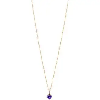 PRINCESILVERO Κολιέ Χρυσό Καρδιά Με Πέτρα Amethyst Από Ασήμι 925 45cm 3A-KD543-3A