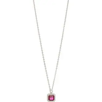 PRINCESILVERO Κολιέ Ροζέτα Τετράγωνη Με Πέτρα Ruby Από Ασήμι 925 45cm 413-2002-1
