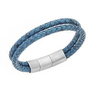 Βραχιόλι Senza Men&#039;s Steel Blue Leather Strap