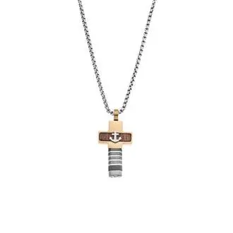 Κολιέ Senza Men&#039;s Steel, Σταυρός με άγκυρα από Ατσάλι