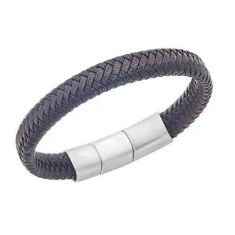 Βραχιόλι Senza Men&#039;s Stainless Steel - Black &amp; Brown Leather Strap