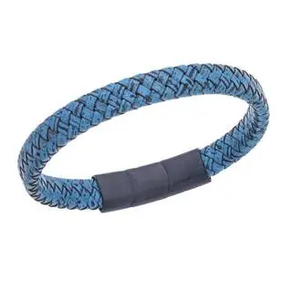 Βραχιόλι Senza Men&#039;s Stainless Steel - Blue Leather Strap