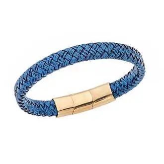 Βραχιόλι Senza Men&#039;s Stainless Steel - Blue Leather Strap