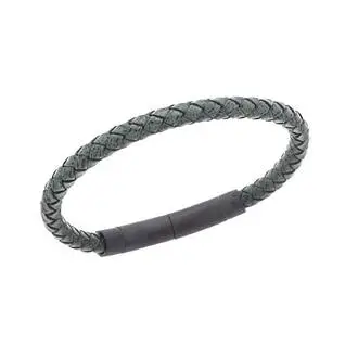 Βραχιόλι Senza Men&#039;s Steel Chaki Leather Strap