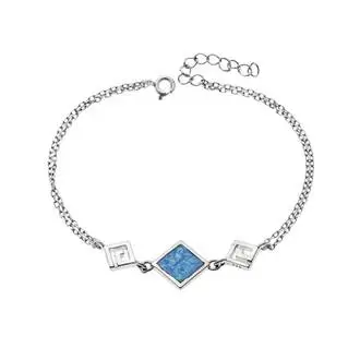 Βραχιόλι Senza από ασήμι 925, διπλός μαίανδρος με Opal