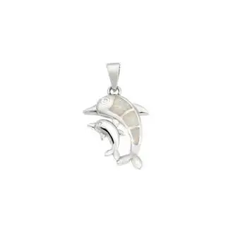 Μοτίφ Senza από ασήμι 925, διπλό δελφίνι με Opal