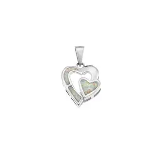 Μοτίφ Senza από ασήμι 925, διπλή καρδιά με Opal