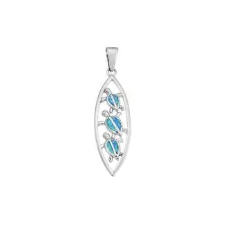 Μοτίφ Senza από ασήμι 925, τριπλή χελωνίτσα με Opal