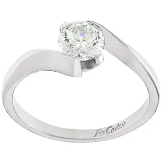 FACADORO Δαχτυλίδι Μονόπετρο Σε Λευκό Χρυσό 14K Με Λευκό Ζιργκόν RI-000616W