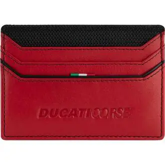 DUCATI Corse Elegante Καρτοθήκη Μαύρη Κόκκινη Από Δέρμα 105mm x 77mm DTLGD2000301
