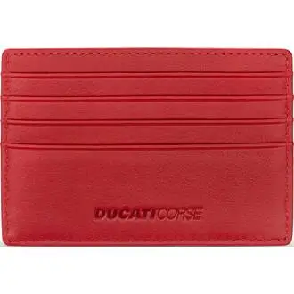 DUCATI Corse Tectonic Καρτοθήκη Μαύρη Κόκκινη Από Δέρμα 105mm x 77mm DTLGD2200901