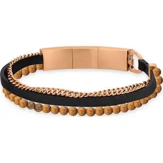 CERRUTI Leather Stainless Steel Bracelet CIAGB2209603