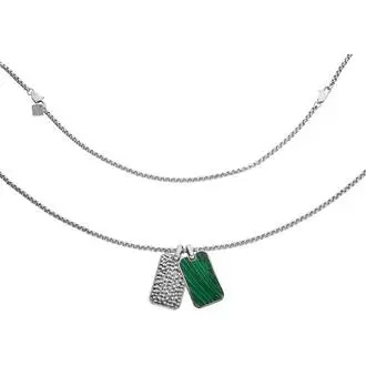 CERRUTI Monogram Κολιέ Από Ανοξείδωτο Ατσάλι Και Μαλαχίτη 65 cm CIAGN2216102
