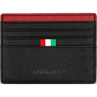 DUCATI Rocco Καρτοθήκη Μαύρη Κόκκινη Από Δέρμα 105mm x 78mm DTLGD2201702