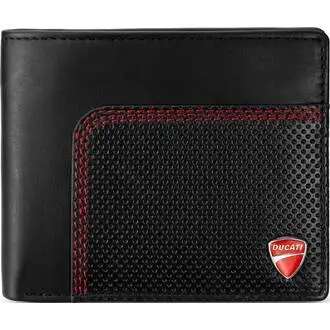 DUCATI Solito Πορτοφόλι Μαύρο Από Δέρμα 110mm x 90mm DTLGW2201601