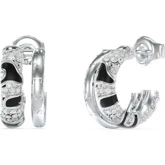 GUESS STEEL Fabulous Δίχρωμα Σκουλαρίκια Κρίκοι Με Ζιργκόν JUBE05193JWRHBKT-U