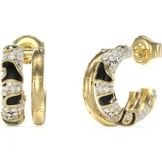 GUESS STEEL Fabulous Δίχρωμα Σκουλαρίκια Κρίκοι Με Ζιργκόν JUBE05193JWYGBKT-U