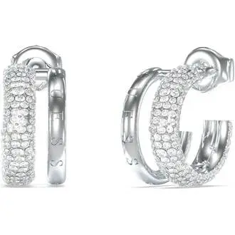 GUESS STEEL Fabulous Ασημένια Σκουλαρίκια Κρίκοι Με Ζιργκόν JUBE05197JWRHT-U