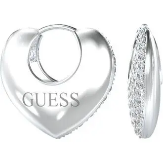 GUESS STEEL Crazy In Love Ασημένια Σκουλαρίκια Καρδιές Με Ζιργκόν JUBE05207JWRHT-U