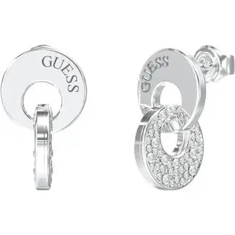 GUESS STEEL Blooming Summer Ασημένια Σκουλαρίκια Κρεμαστά Με Ζιργκόν JUBE05221JWRHT-U