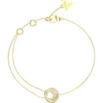 GUESS STEEL Blooming Summer Χρυσό Βραχιόλι Με Ζιργκόν 21cm JUBB05224JWYGL