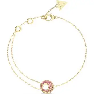 GUESS STEEL Blooming Summer Χρυσό Βραχιόλι Με Ζιργκόν 21cm JUBB05227JWYGPKL