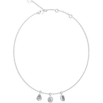 GUESS STEEL 4G Light Ασημένιο Κολιέ Με 3 Κρεμαστά Charms 40.7cm-45.7cm JUBN05240JWRHT-U