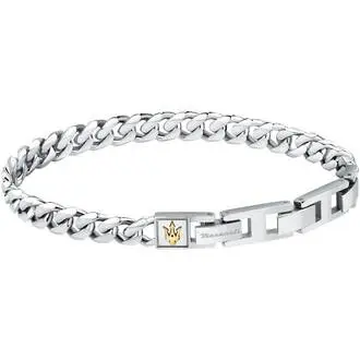 MASERATI Iconic Stainless Steel Bracelet with Gold-Plated Logo 22cm JM422AVD09