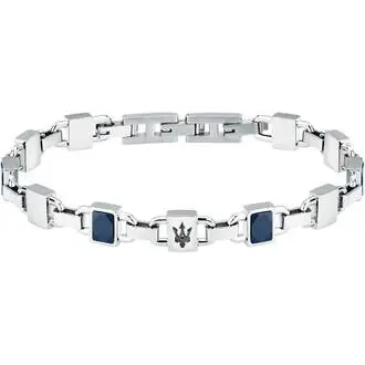 MASERATI Ceramic Stainless Steel & Blue Ceramic Bracelet 19cm–22cm JM424ATZ42