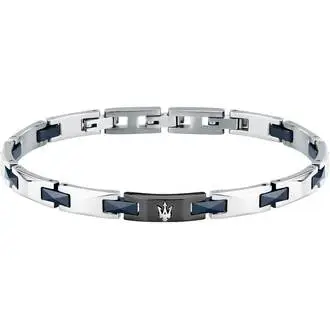 MASERATI Ceramic Stainless Steel & Blue Ceramic Bracelet 18cm–21.5cm JM424ATZ52
