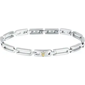 MASERATI Iconic Stainless Steel Bracelet with Gold Trident 18cm–21.5cm JM424AVD74