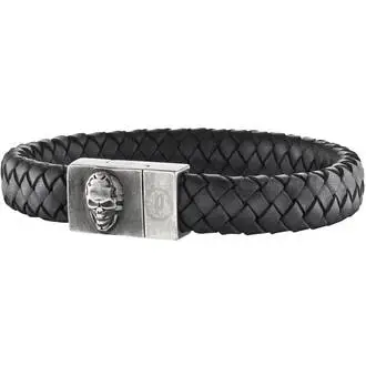 POLICE Eternal 20cm Leather Stainless Steel Bracelet 25686BLB-01L