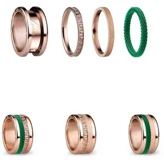 BERING Symphony Set Green Lights Stainless Steel Ring GREENLIGHTS