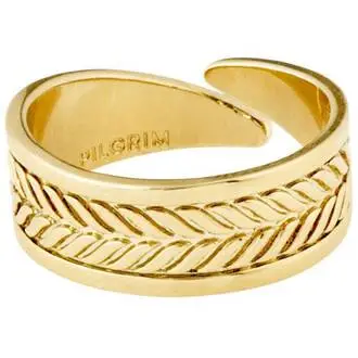 PILGRIM Legacy Wheat Leaf Gold-Plated Adjustable Ring 142132004