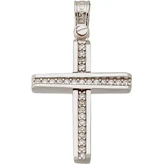 ALORO White Gold Cross 14K ΑΤΑ1095