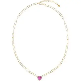 LAURA P. Pink Lady Χρυσό Κολιέ Από Ασήμι 925 Με Πέτρα 40cm-45cm CL0107GF