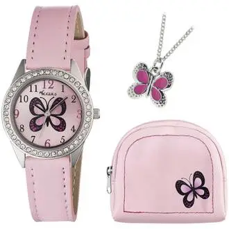 TIKKERS Girls Pink Strap Stone Set Με Κολιέ Και Τσαντάκι AKG-008