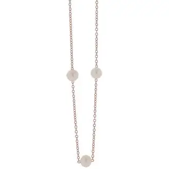 PRINCESILVERO Κολιέ Ροζ Χρυσό Από Ασήμι 925 Με Πέρλες 45cm 9W-KD002-2