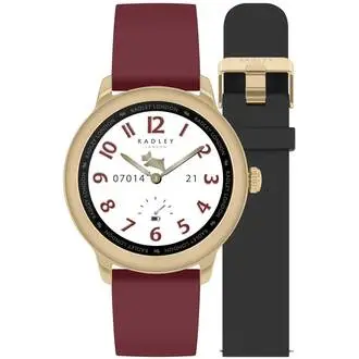 RADLEY LONDON Series 07 Smartwatch Gold and Black-Burgundy Silicone RYS07-2070-SET