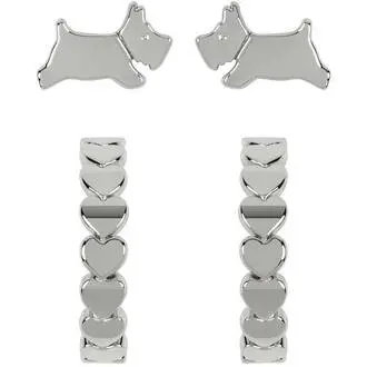 RADLEY LONDON Heart Huggie Twin Pack Ασημένια Σκουλαρίκια Από Ατσάλι RYJ1213S