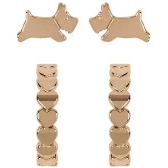 RADLEY LONDON Heart Huggie Twin Pack Ροζ Χρυσά Σκουλαρίκια Από Ατσάλι RYJ1214S