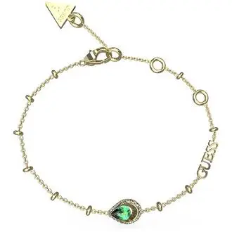 GUESS STEEL Lollipop Χρυσό Βραχιόλι Με Ζιργκόν 21cm JUBB03392JWYGEML