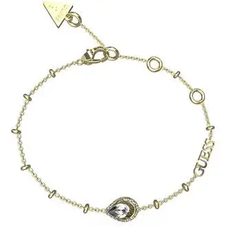 GUESS STEEL Lollipop Χρυσό Βραχιόλι Με Ζιργκόν 21cm JUBB03392JWYGL