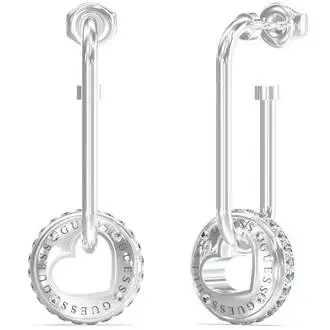 GUESS STEEL Rolling Hearts Ασημένια Σκουλαρίκια Με Ζιργκόν JUBE03345JWRHT-U