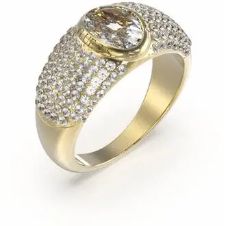 GUESS STEEL Its Raining Rings Χρυσό Δαχτυλίδι Με Ζιργκόν JUBR03181JWYG