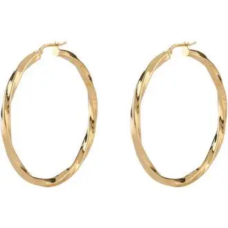 GUESS STEEL Hoops I Did It Again Χρυσά Σκουλαρίκια Κρίκοι 4cm JUBE04184JWYGT-U