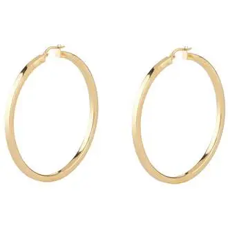 GUESS STEEL Hoops I Did It Again Χρυσά Σκουλαρίκια Κρίκοι 4cm JUBE04199JWYGT-U