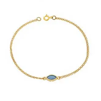 Βραχιόλι Senza Silver 925 Gold Plated, φύλλο με τυρκουάζ ζιργκόν