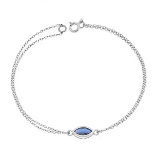 Βραχιόλι Senza Silver 925, φύλλο με μπλε ζιργκόν