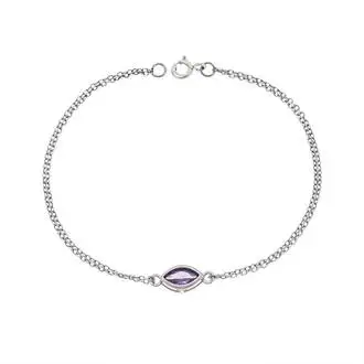 Βραχιόλι Senza Silver 925, φύλλο με μωβ ζιργκόν